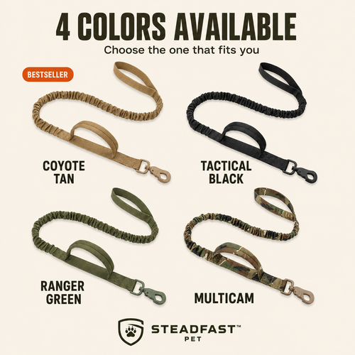 Steadfast™ Pet K9 Tactical Bungee Leash with Traffic Control Handle — Heavy-Duty Dog Leash for Large Dogs