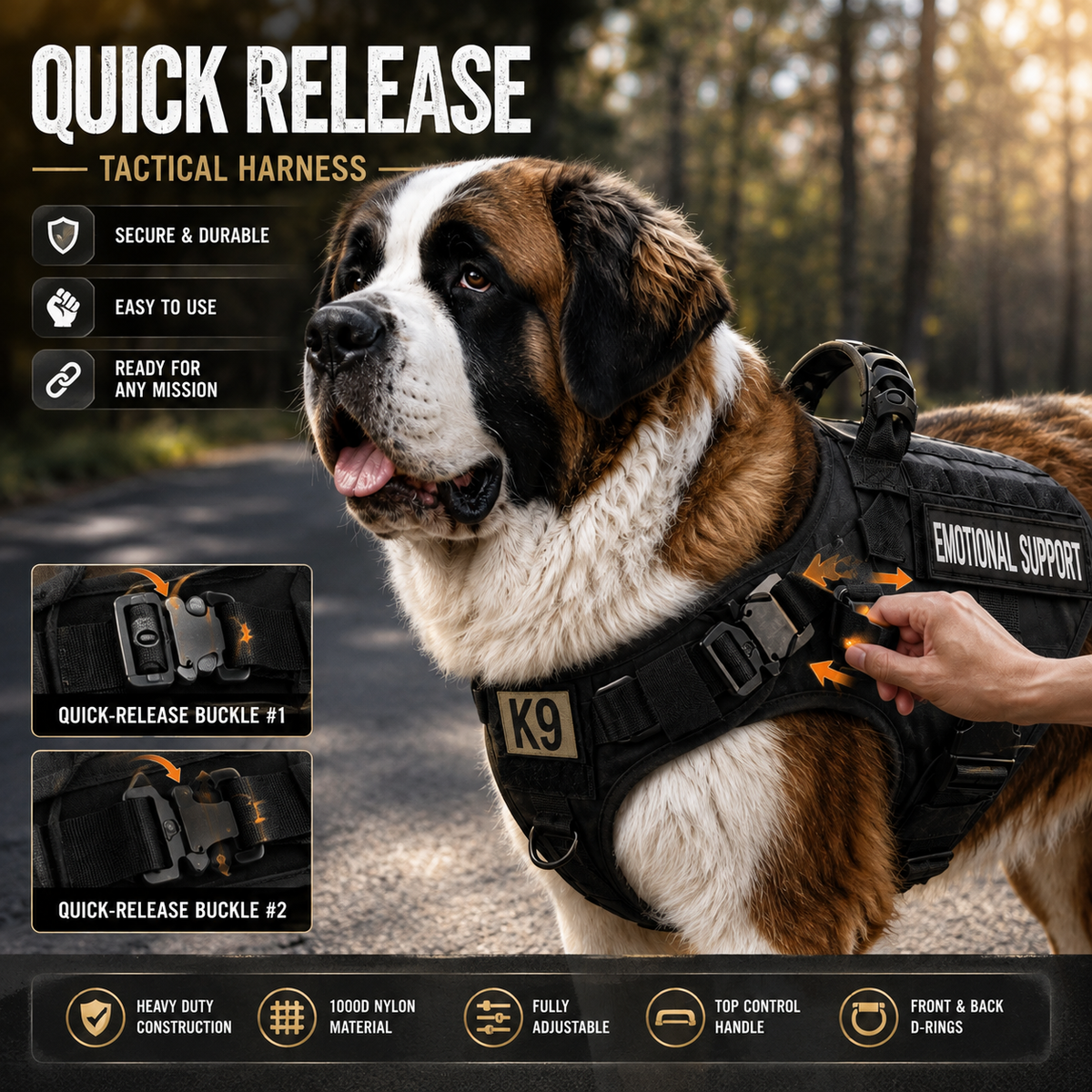 Steadfast™ Military Style Anti-Snatch Pet Leash with Handle