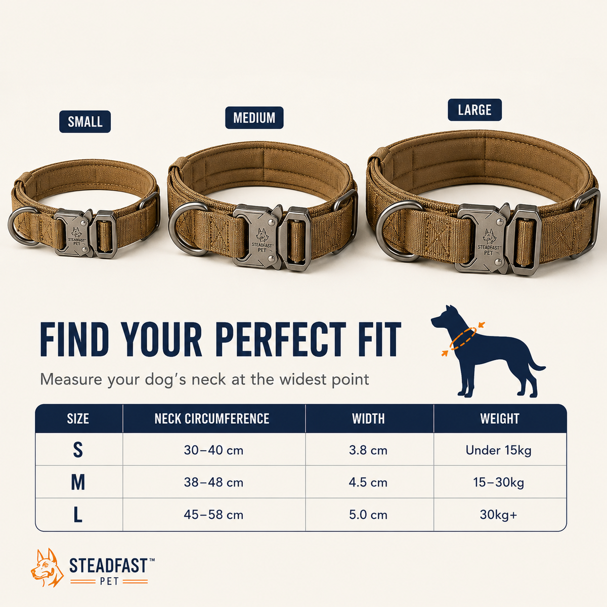 Steadfast™ Pet Tactical Collar with Control Handle — Heavy-Duty Collar for Large Dogs